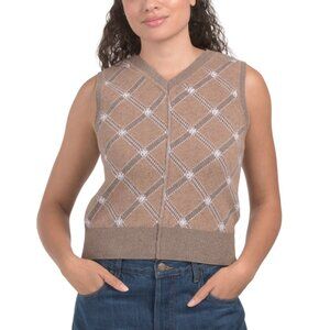 RE/DONE Camel combo Wool Blend Pintuck Vest